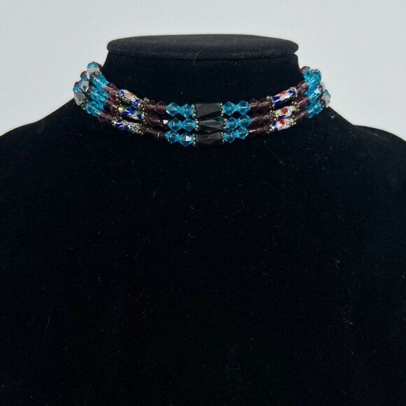 Blue Floral Magnetic Waist Beads - Bohemian Fairycore Earthy Belly Waist Chain - Picture 4 of 5